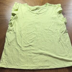 Lime Ruffle organic cotton cap Sleeve Tank Top